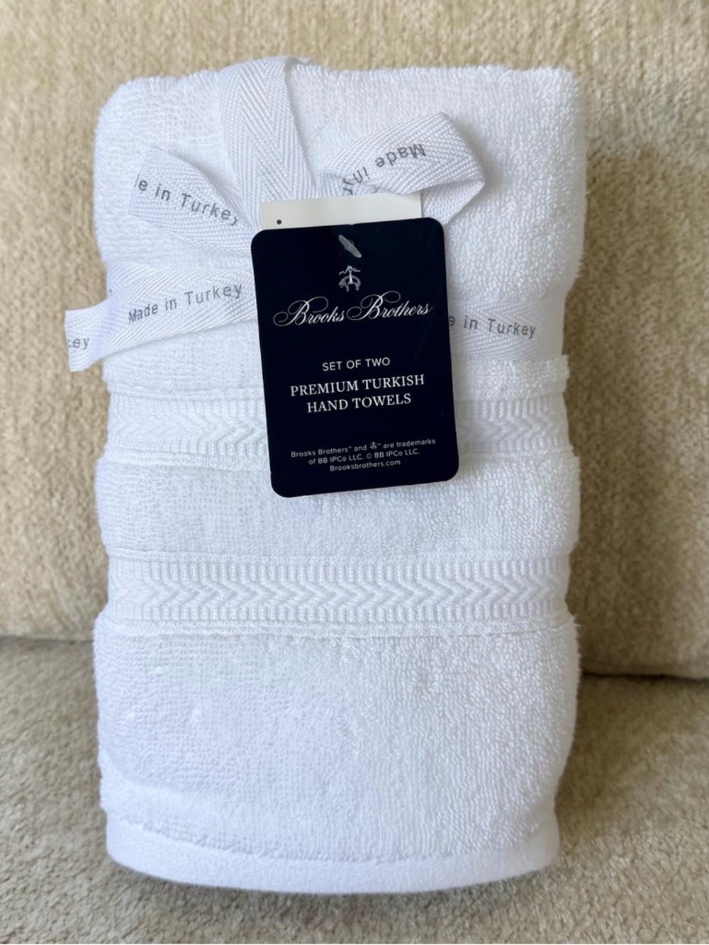 Brooks Brothers White Premium Turkish Hand Towels - Set of 2